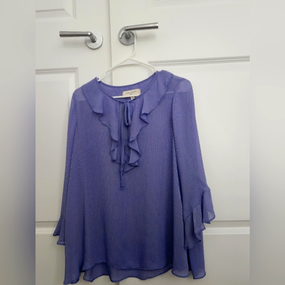 Max studio purple ruffled blouse